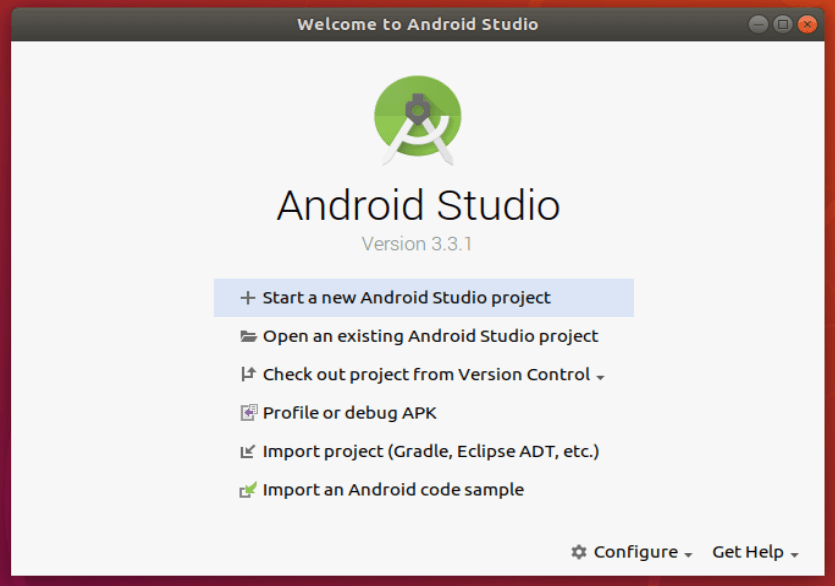 android studio welcome