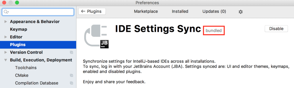 IDE Settings Sync for Intellij